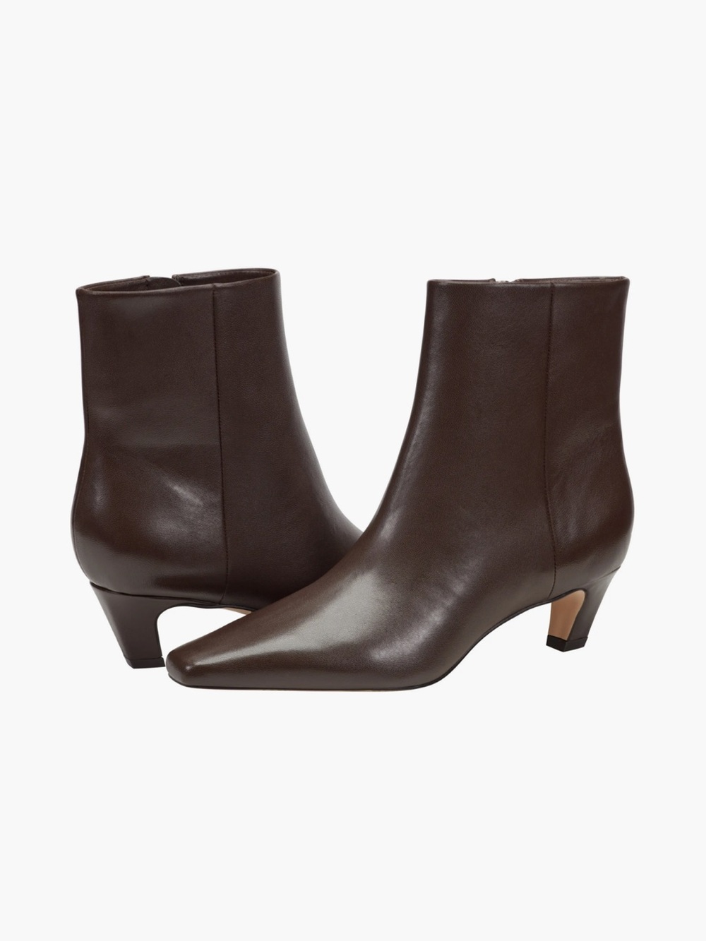 New MARC FISHER Danai Dark Brown Leather Kitten Heel Ankle Boots